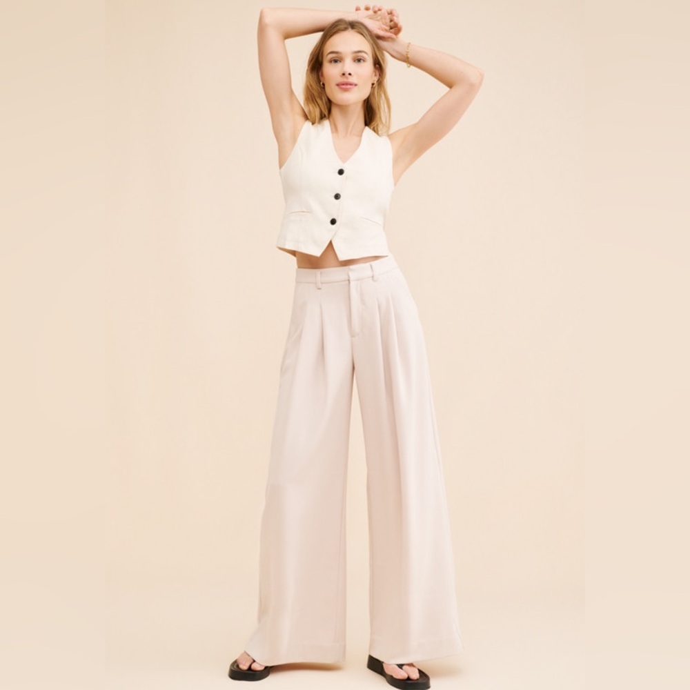 Maeve Cream Wide-Leg Trousers